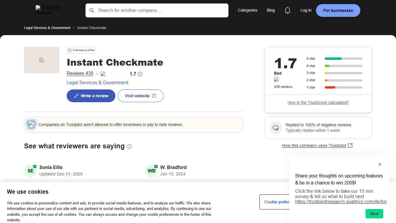 Instant Checkmate Reviews Read Customer Service Reviews of instantcheckmate.com